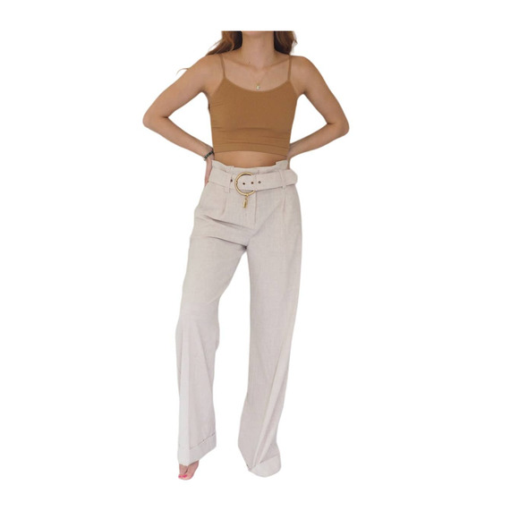 Wide Leg Slacks Flare Leg Belted Trousers Womens Size 4 Waist 28 - Picture 3 of 6